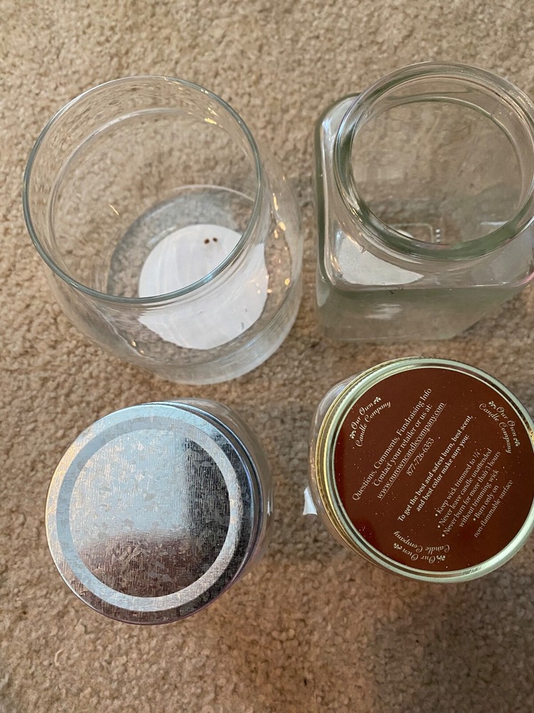 4 EMPTY LOT Candle Jars Assorted Brands