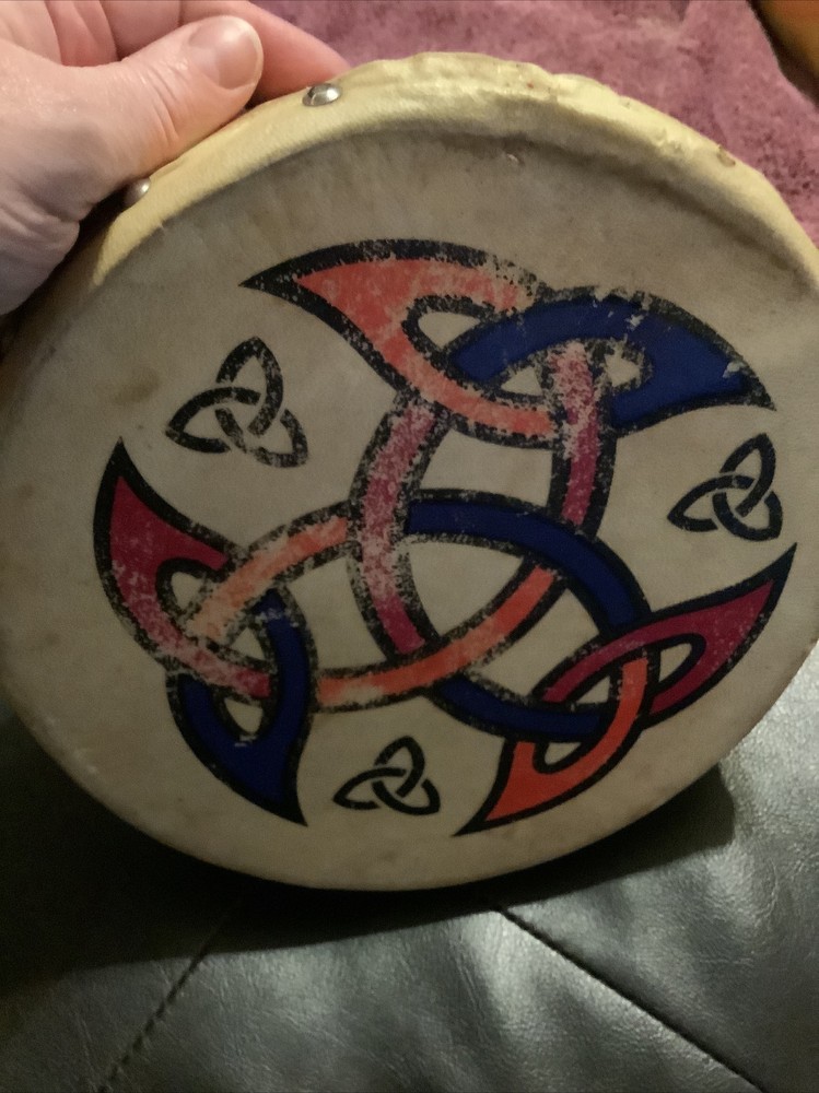 Vintage Handpainted/Handmade Drum ~Needs TLC~