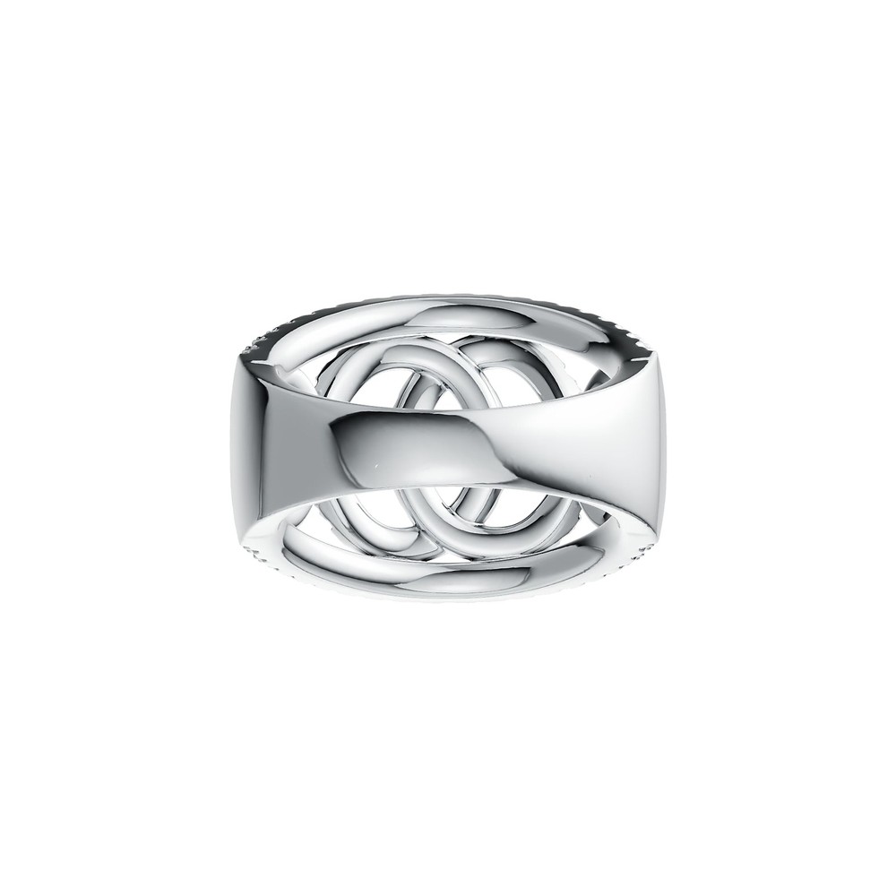 Sterling Silver Ring with White Topaz or Moissanite Interlocking Loop Theme