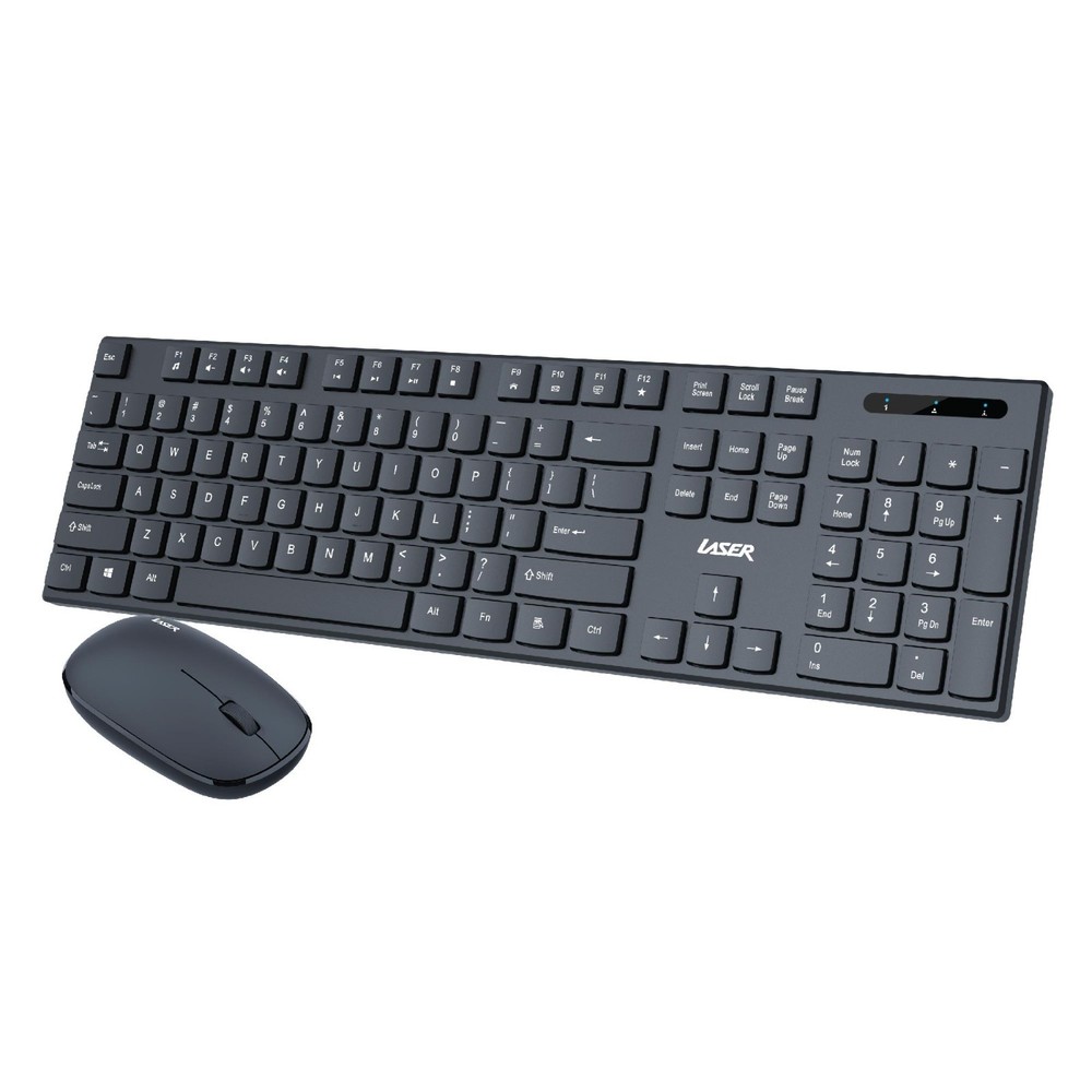 Laser Silent Wireless Keyboard & Mouse Set - Slim Design, Energy-Efficient