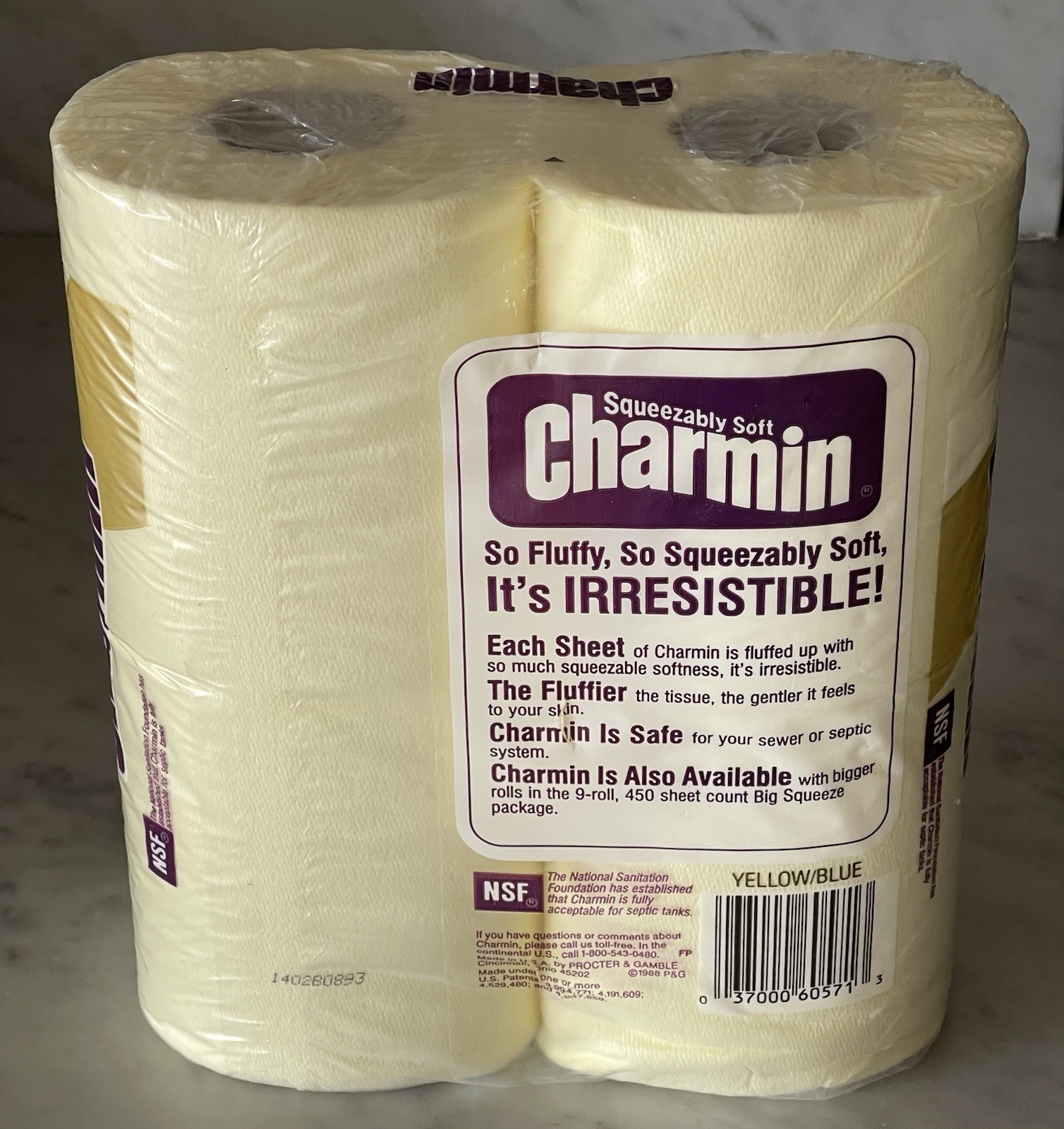 Vintage '80s Charmin Light Yellow Toilet Paper Sealed 4-Pack NOS Prop