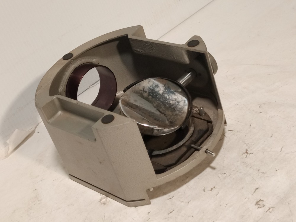 Olympus Tokyo microscope base w/ iris diaphragm, rotating stage, mirror shown