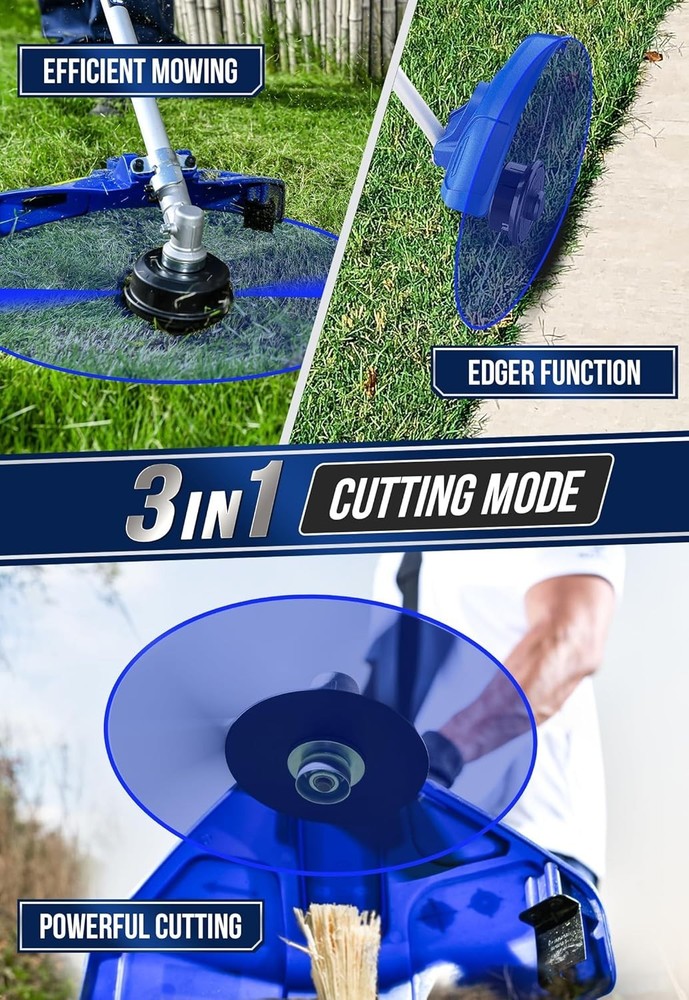 Multi-Function 26cc Gas Weed Wacker - Lightweight 19.1 lbs with Shoulder Strap