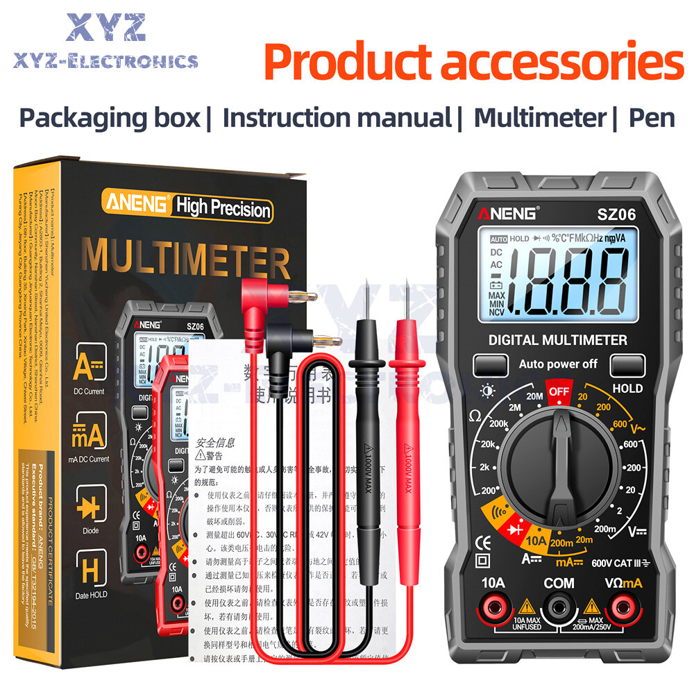 ANENG SZ06 LCD Digital Multimeter 2000 Count AC/DC Voltmeter Ammeter Volt Meter