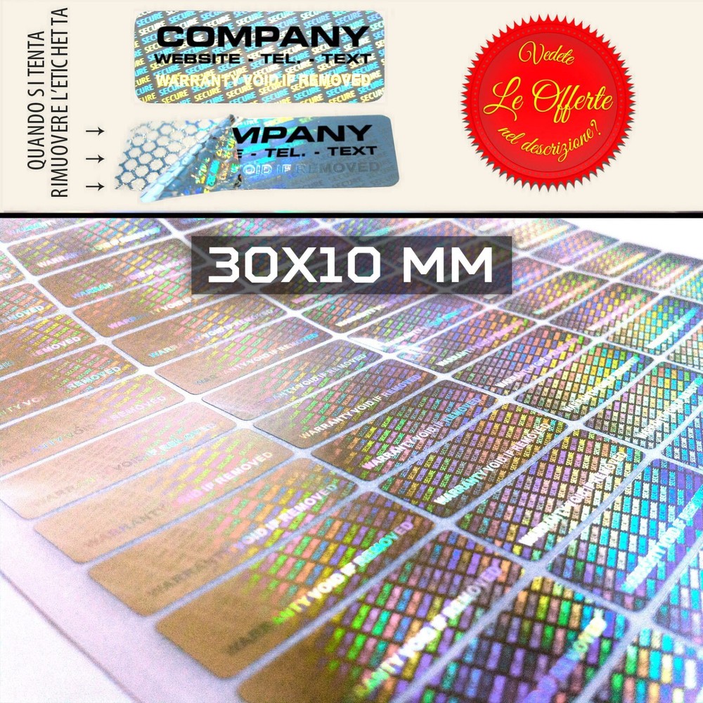 150 Custom printed hologram VOID sticker label security warranty seals 1.2"X0.4"