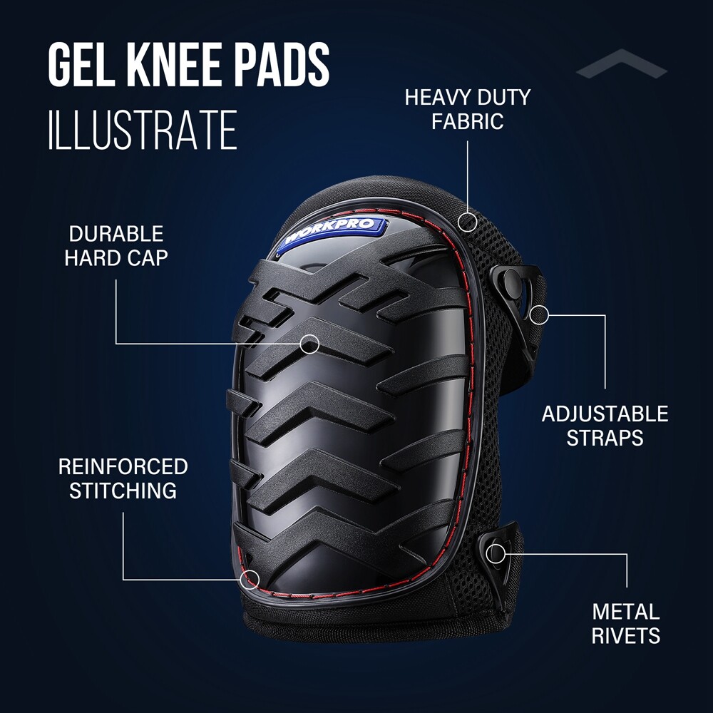 Gel Knee Pads Heavy Duty Work Kneepad Adjustable Buckle Strap Durable Button NEW