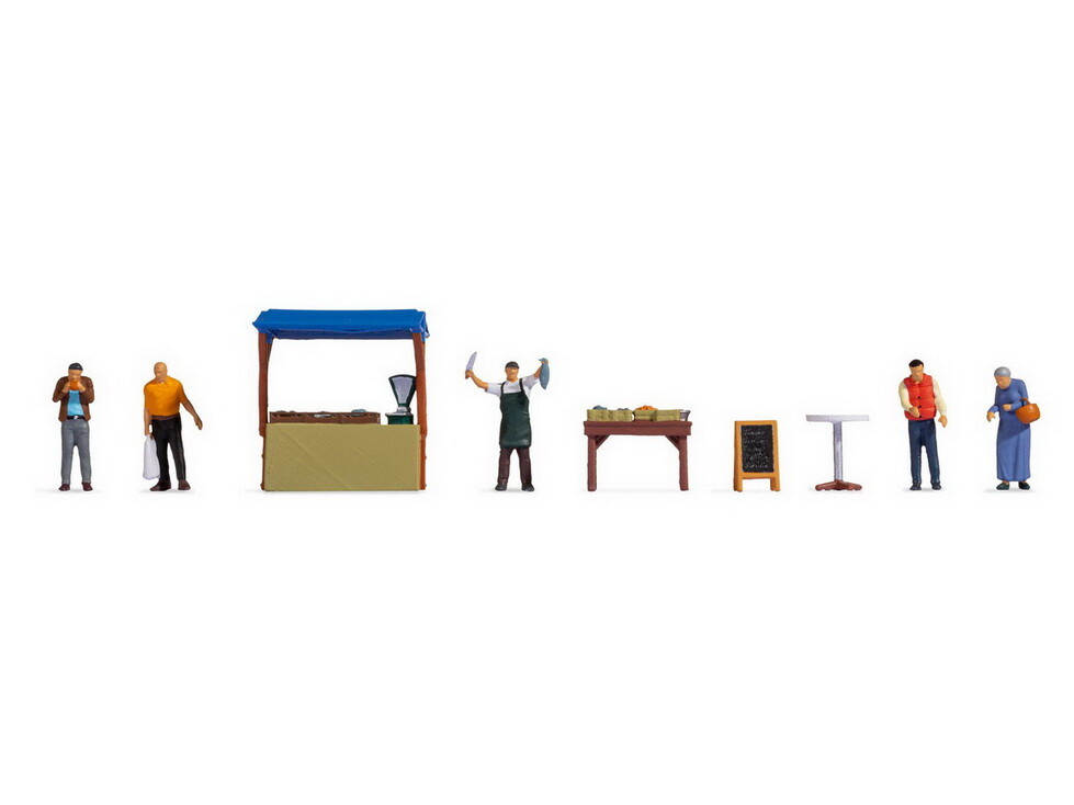 NOCH HO Scale Themed Figures Set "Fish Stall"