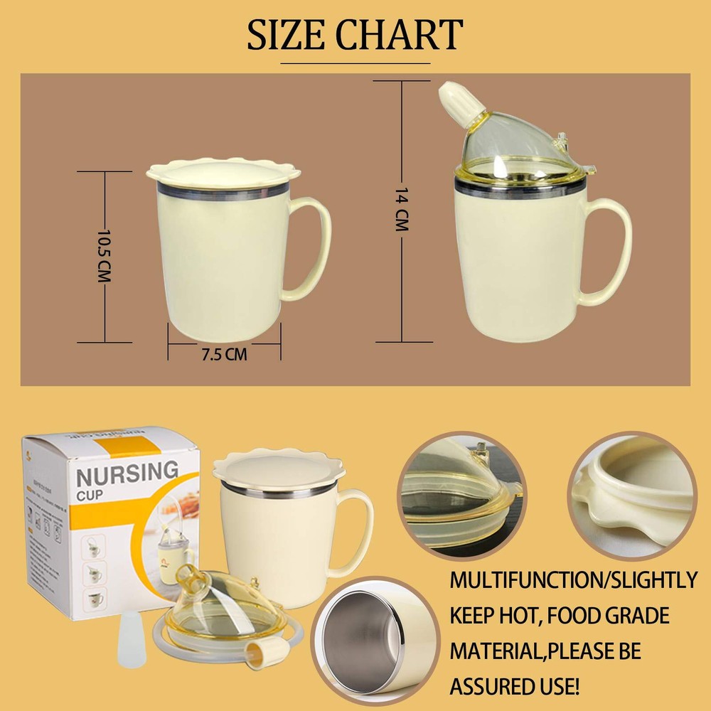Convalescent Feeding Cup, Drinking Cup with Straw for Disabled Patient Matern...