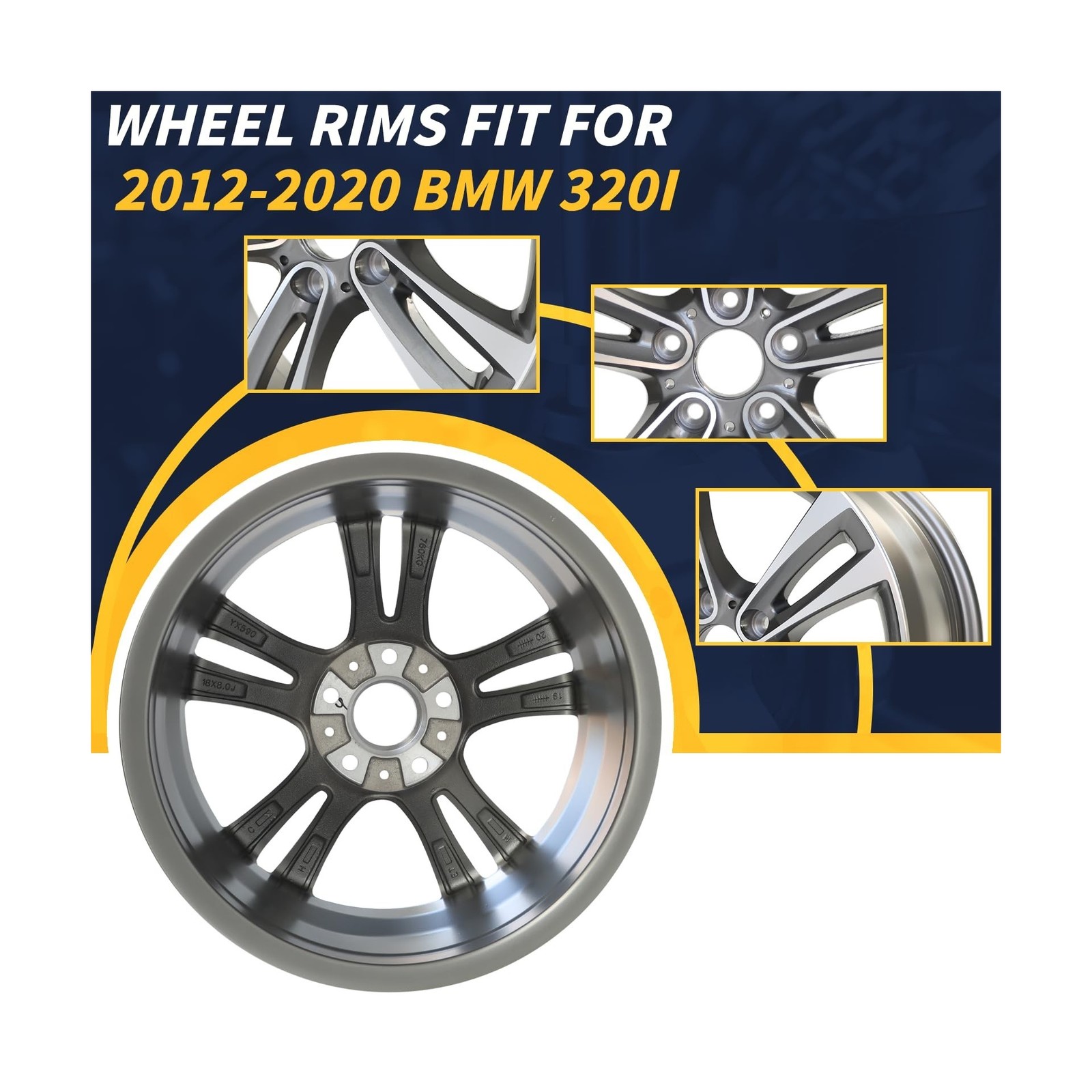 18" X 8" Wheel Rim Fits for BMW 3 Series 4 Series OEM Design Wheel 18" 18x8 M...