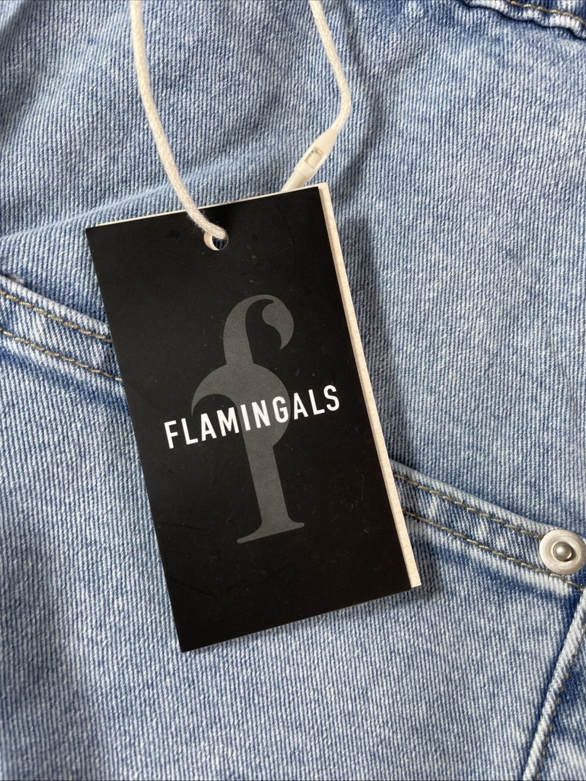 -NWT-Flamingals Wide Leg Jeans Drawstring Mid Waist Baggy Belted Size Large