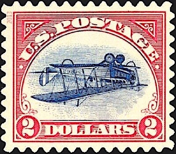 2013 INVERTED JENNY Pane 6 $2 Stamps: Upside-Down Airplane, Error Souvenir #4806