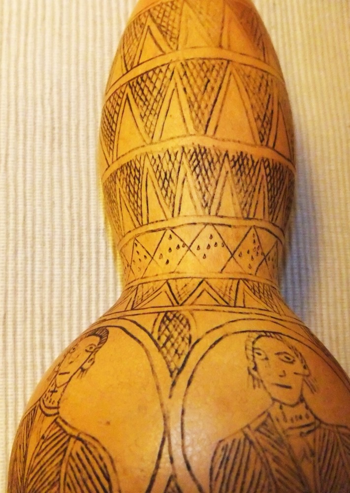 ANTIQUE DRY PUMPKIN CARVED WITH CHARACTERS