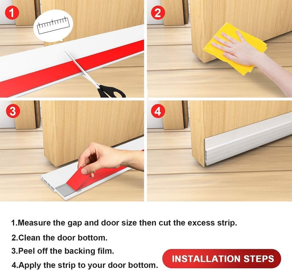 2-Pack White Door Draft Stopper for Ultimate Noise & Temperature Insulation