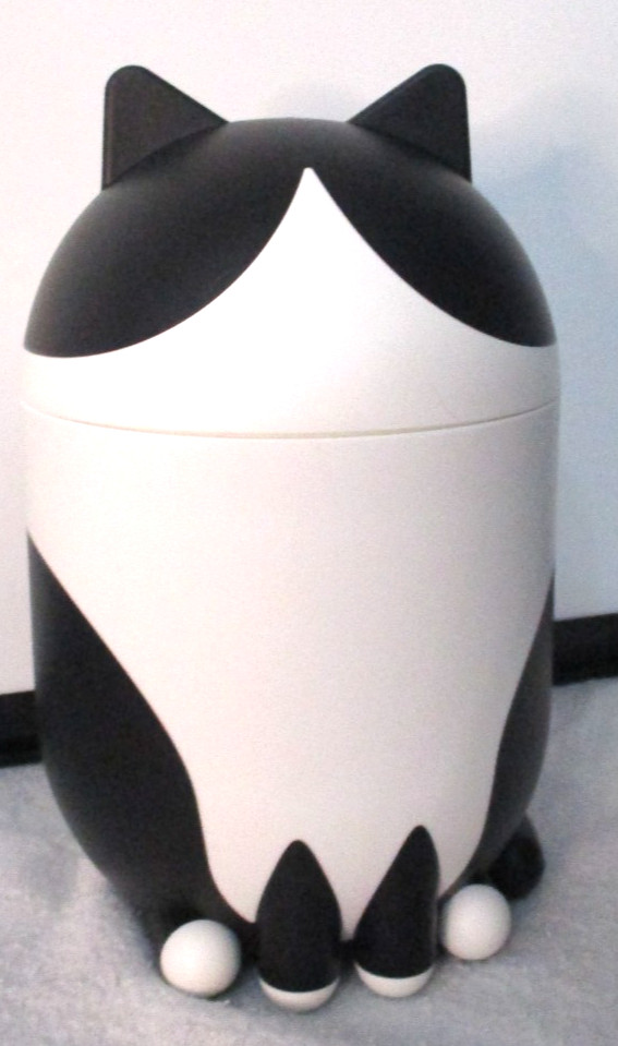 IKEA GREJSIMOJS Black & White Cat Shaped Desktop Storage Box w/ Lid 506.031.78