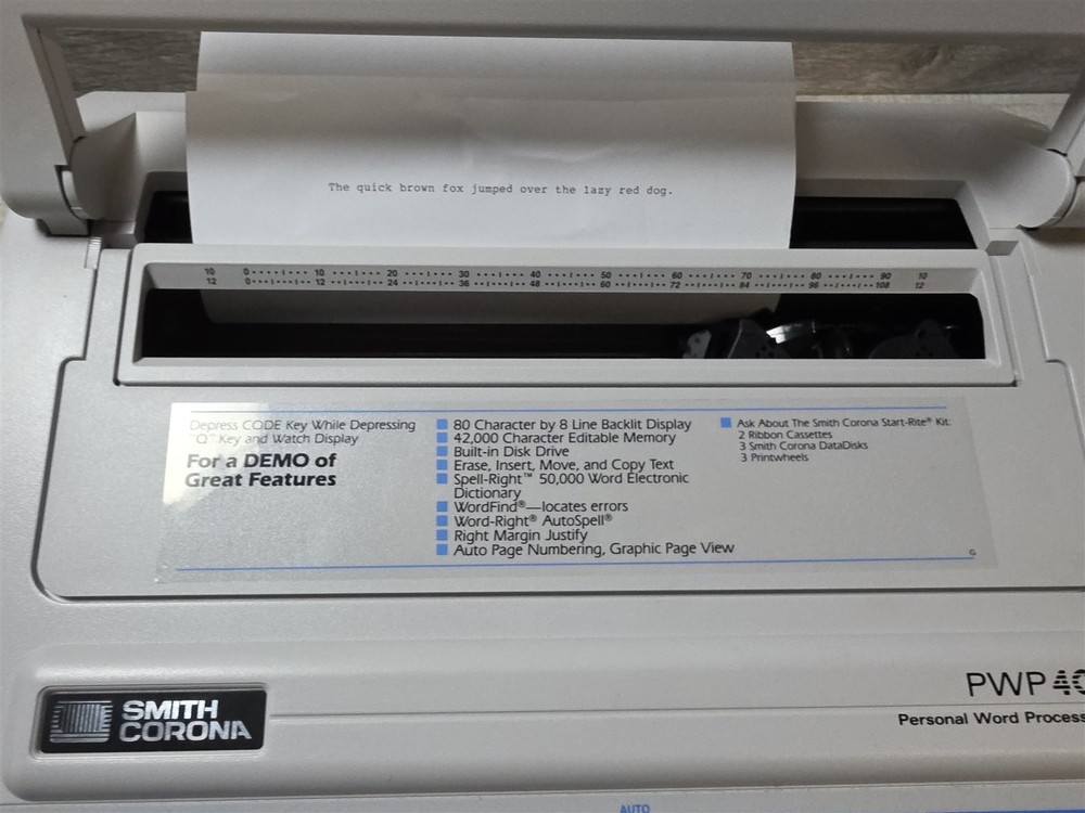 Smith Corona PWP 40 5D Electronic Typewriter - tested - working - includes disk
