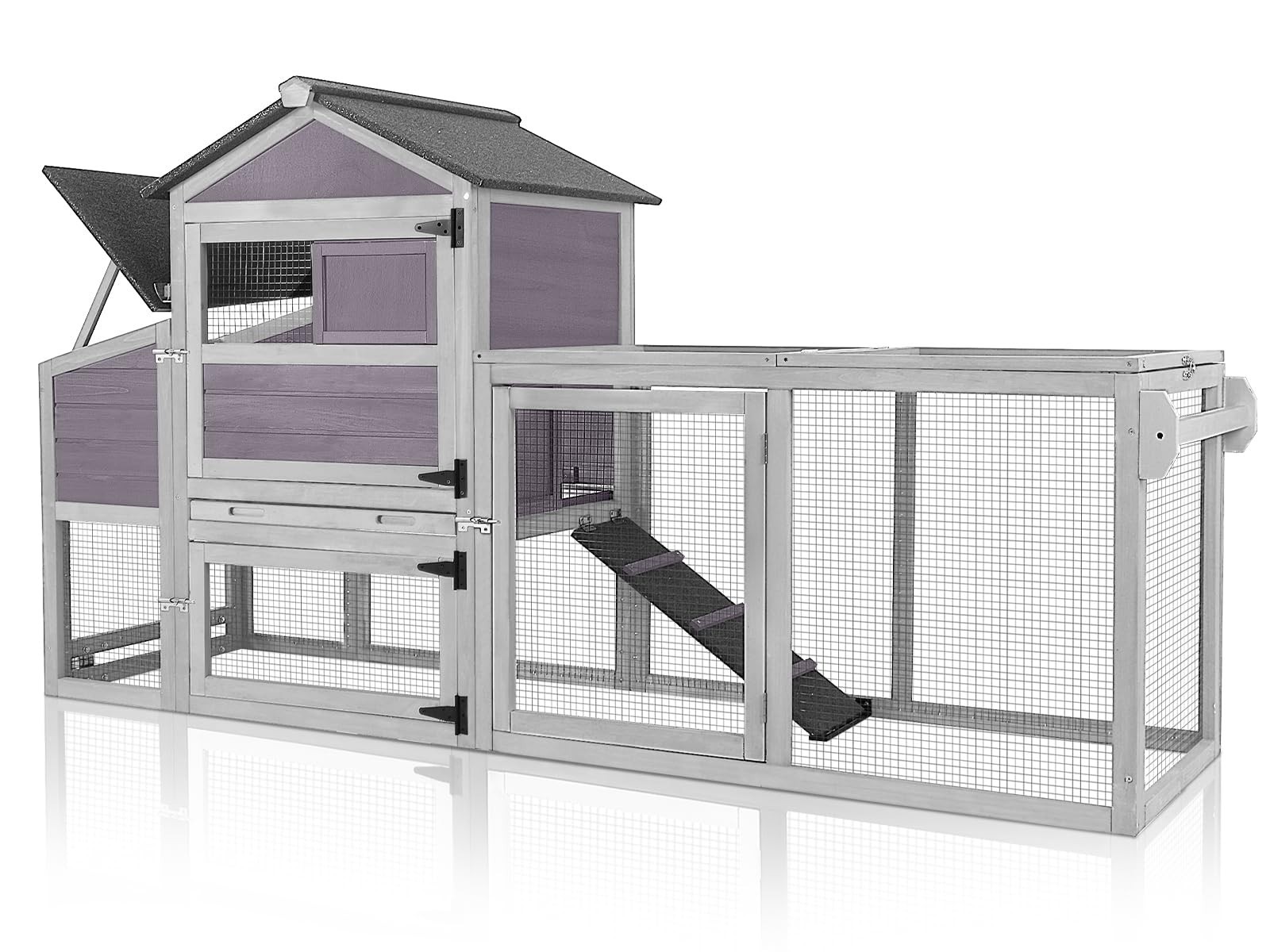 Chicken Coop for Outdoor - Poultry Cage with Wheels Large Mobile Hen House