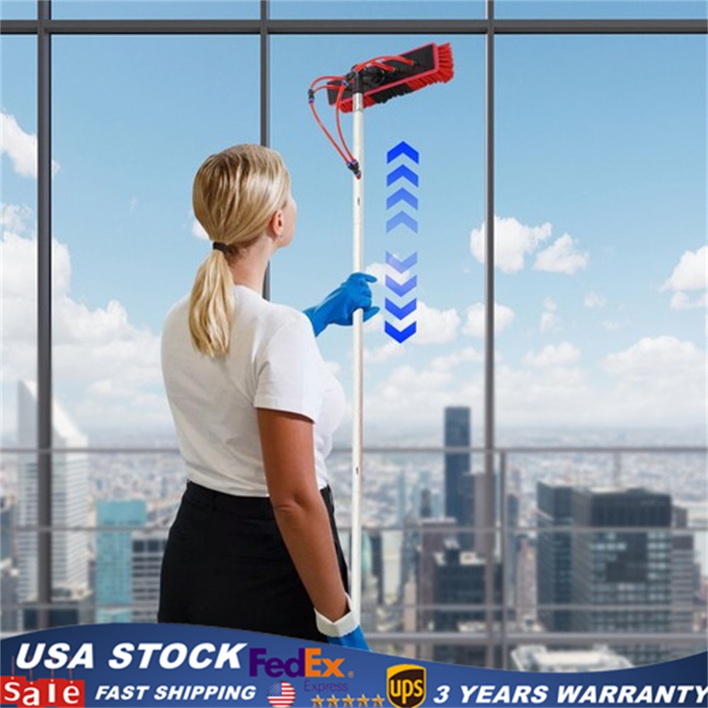 16.4ft Water Fed Pole Kit Window Solar Panel Cleaning Brush Kit 180° Rotatable