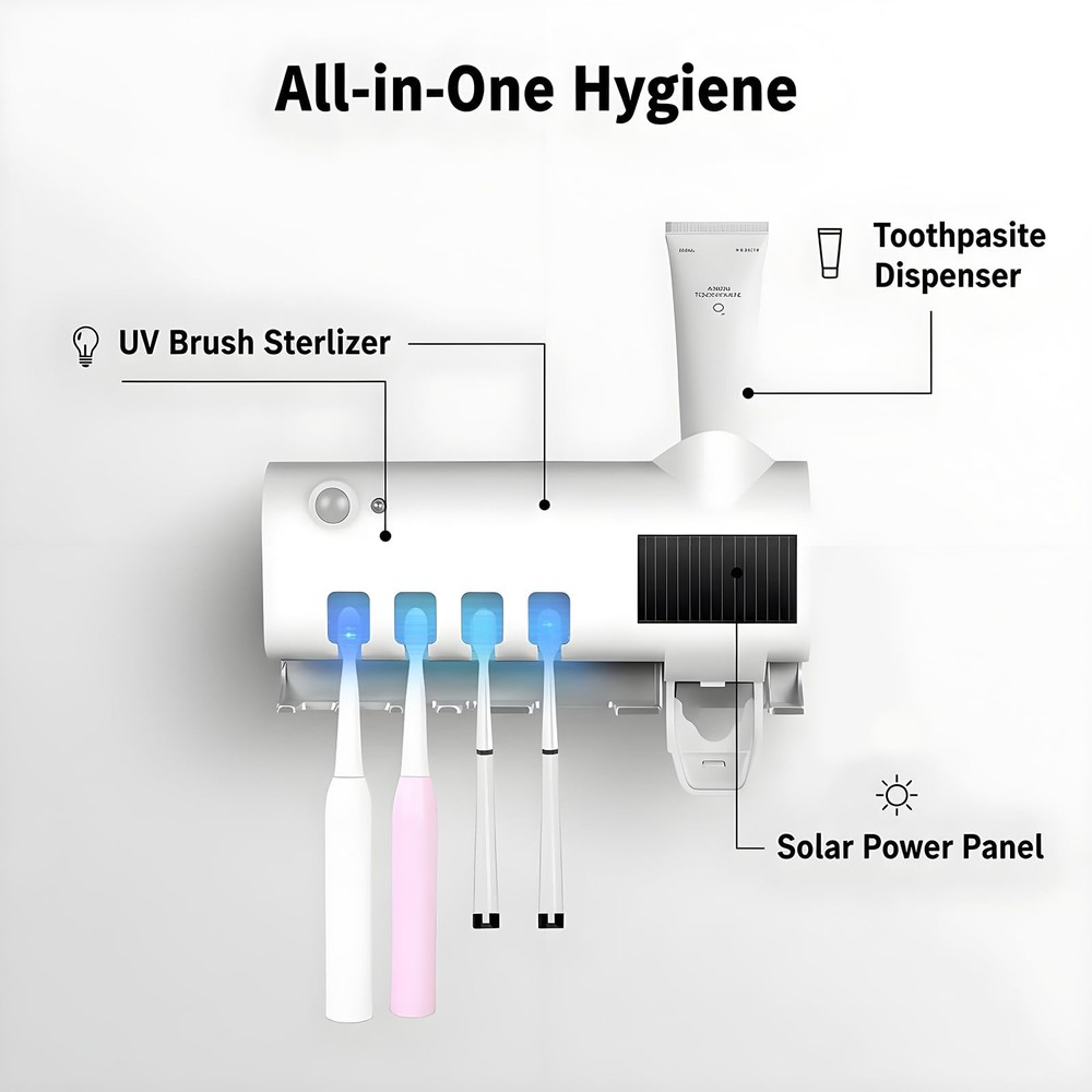Toothbrush Holders, Electric Wall Mounted Toothbrush Holder with Toothpaste D...