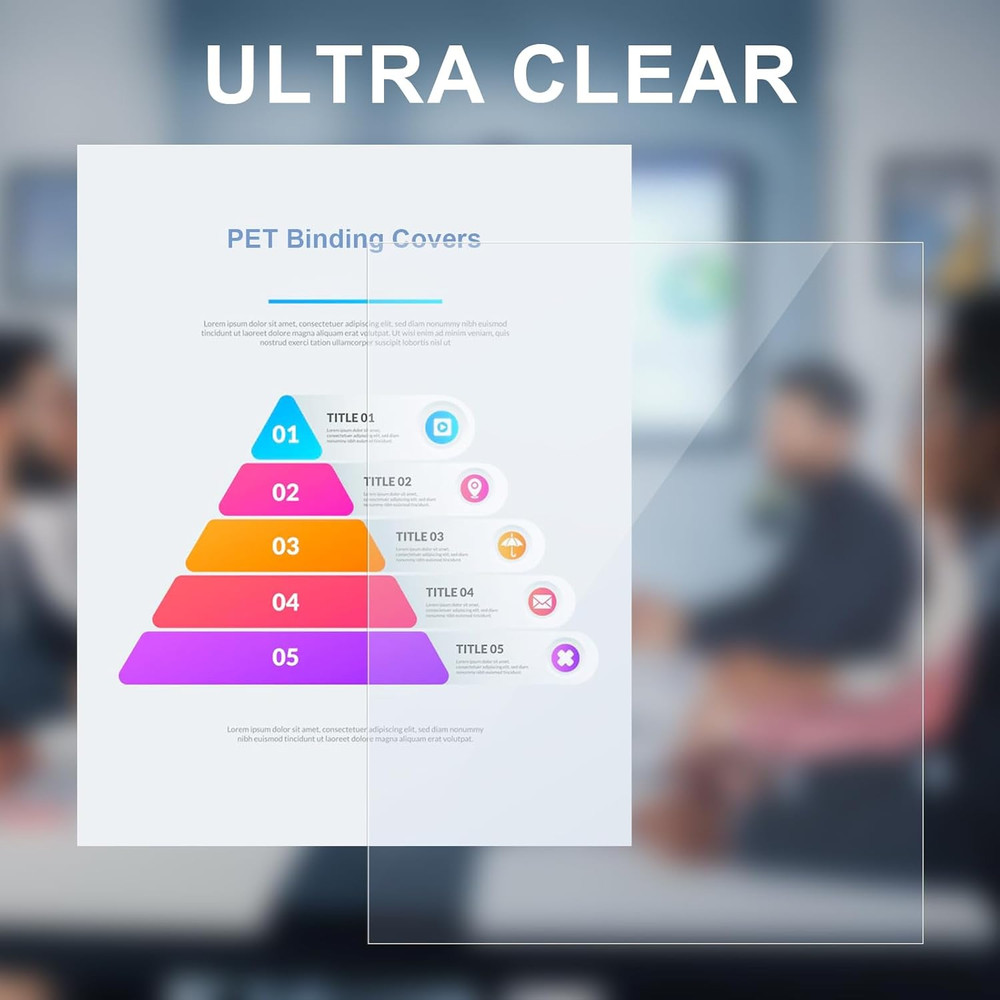 100 Pack Ultra Clear Binding Presentation Covers, Clear Report Covers, Polythyle