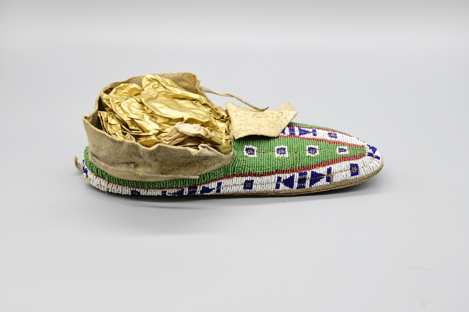 Sioux Green Beaded Moccasins Native American Strong Provenance