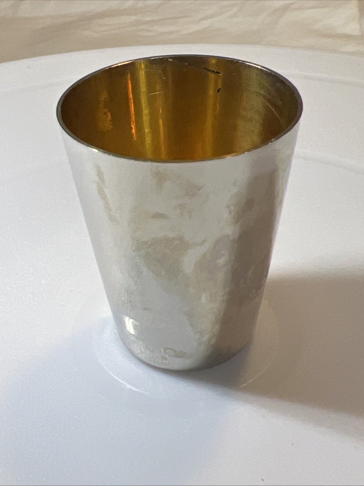 Antique Silver German Shot Glass Gold Washing Vermeil Stamp Made In Germany “B”