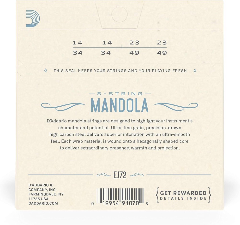D'Addario EJ72 Phosphor Bronze Mandola Strings, Light, 14-49