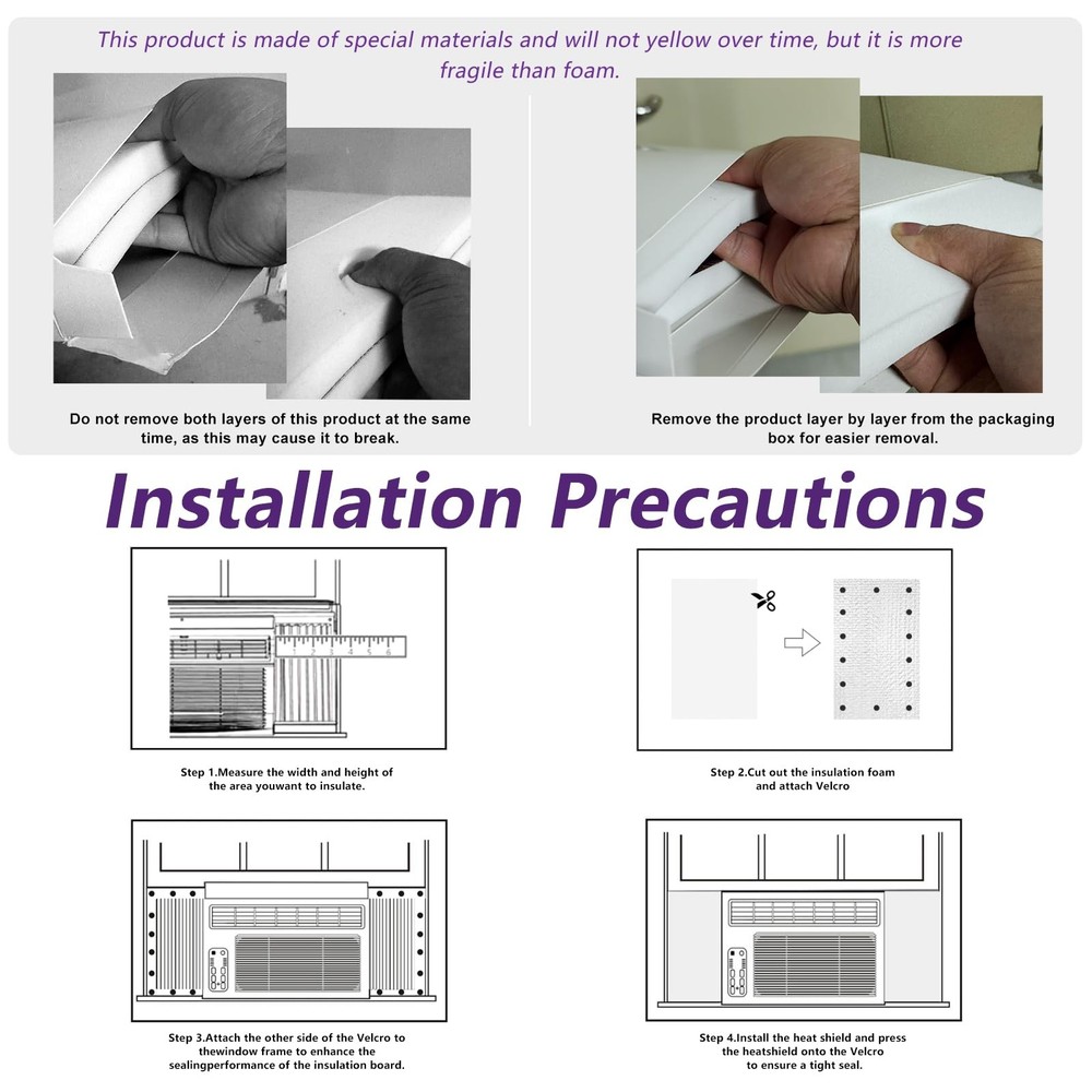 Window AC Insulation Kit - Foam Seal Panels for Conditioner, Blocks Cold & He...