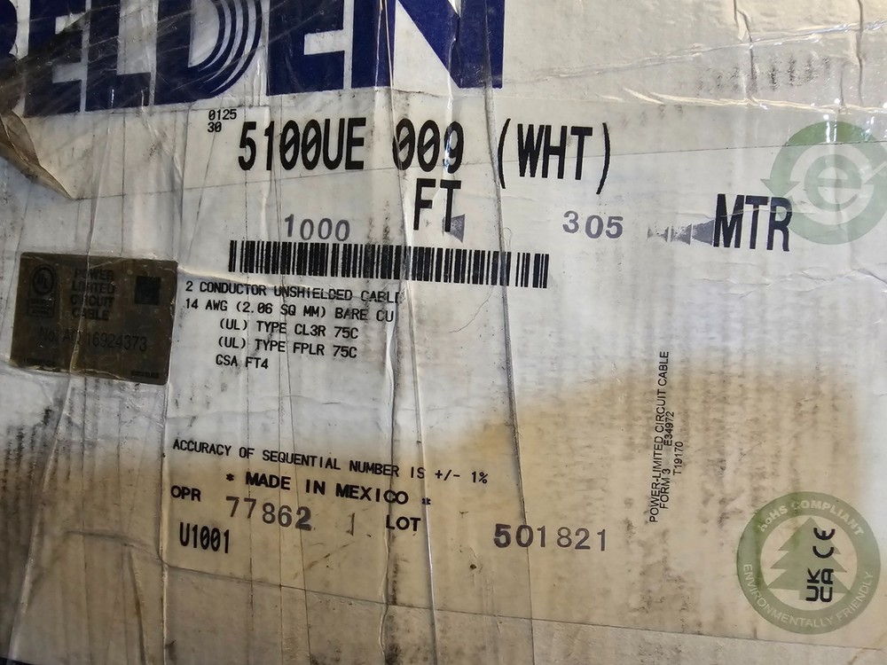 1000FT Belden Wire 5100UE 14/2C Speaker/Audio/Communication Cable Riser CL3R