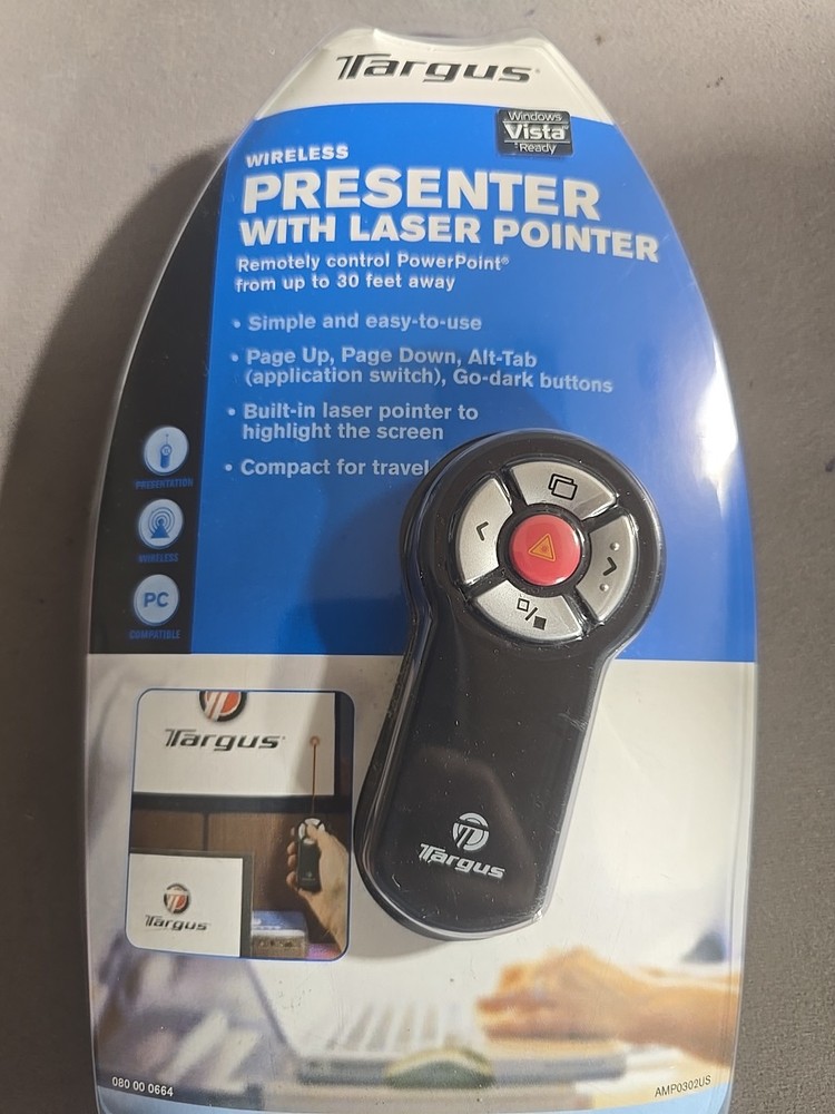 Targus Wireless Presenter with Laser Pointer 30 Ft Range AMP0302US NEW