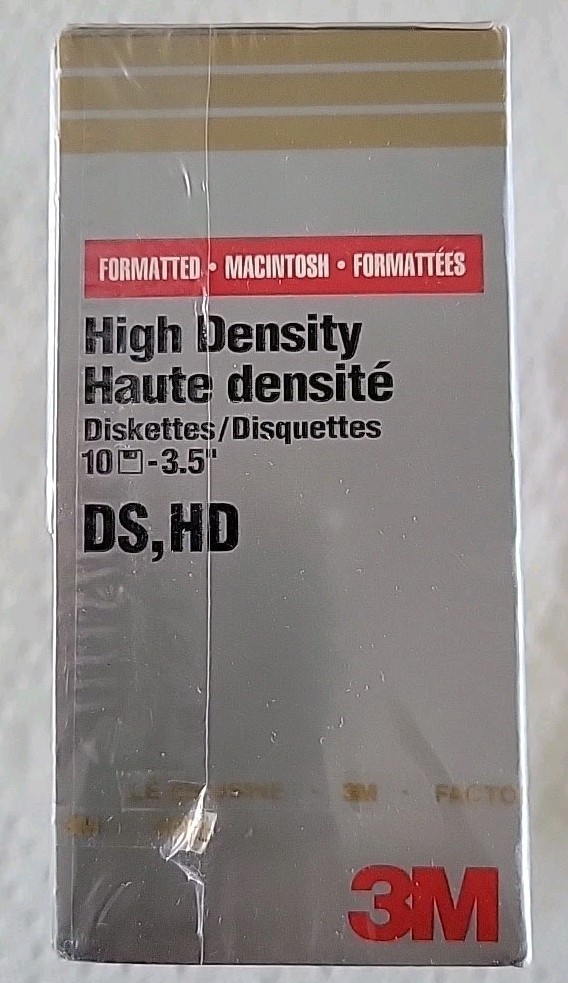 3M DSHD Diskettes Double-Sided High Density 3.5" Floppy Disk 10PK Mac Format New