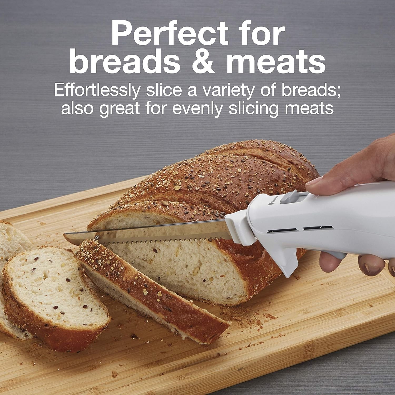 Electric Carving Knife for Meats & Bread, Lightweight, White