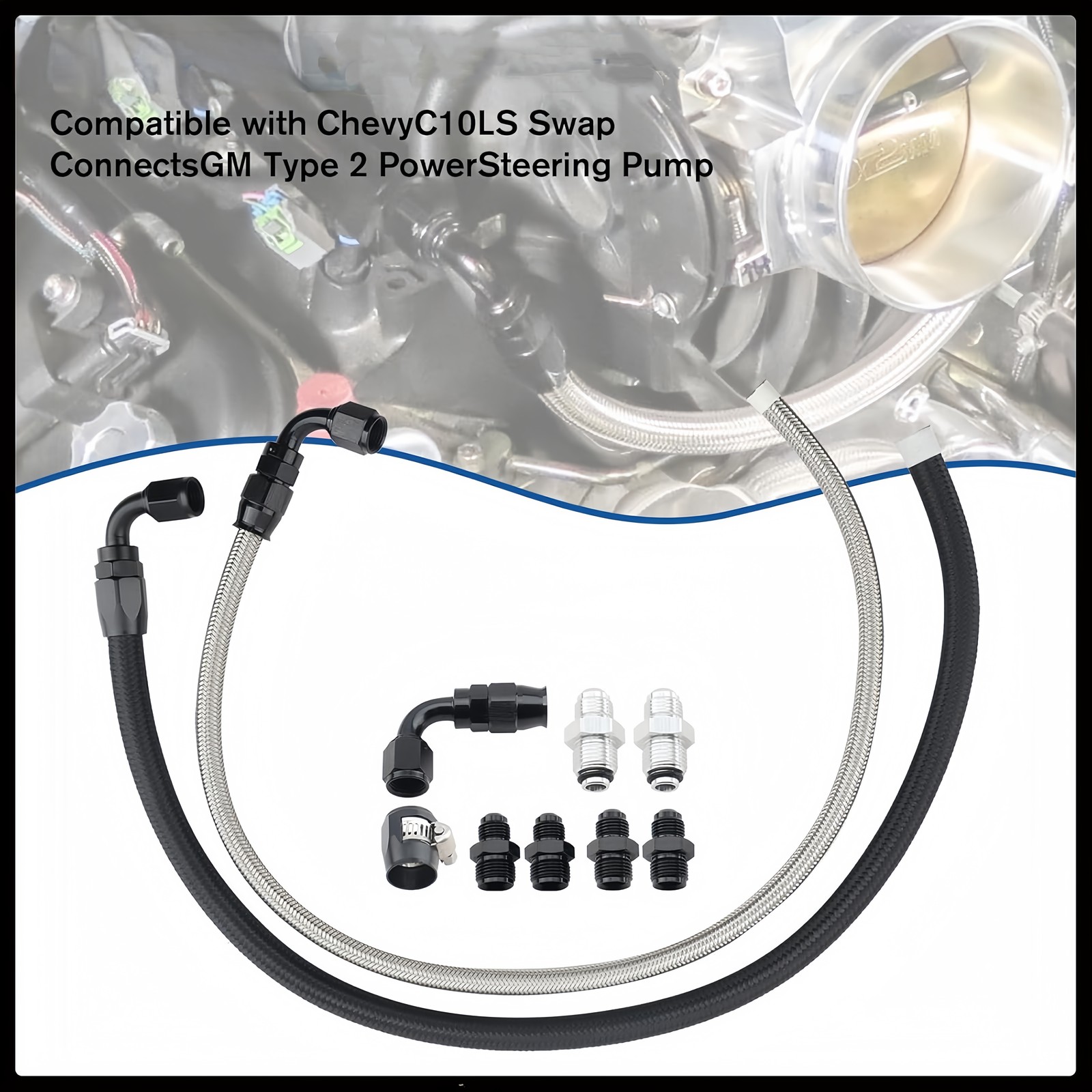 6AN Power Steering Pump Hose Pressure Line Compatible Chevy C10 LS Swap Connect