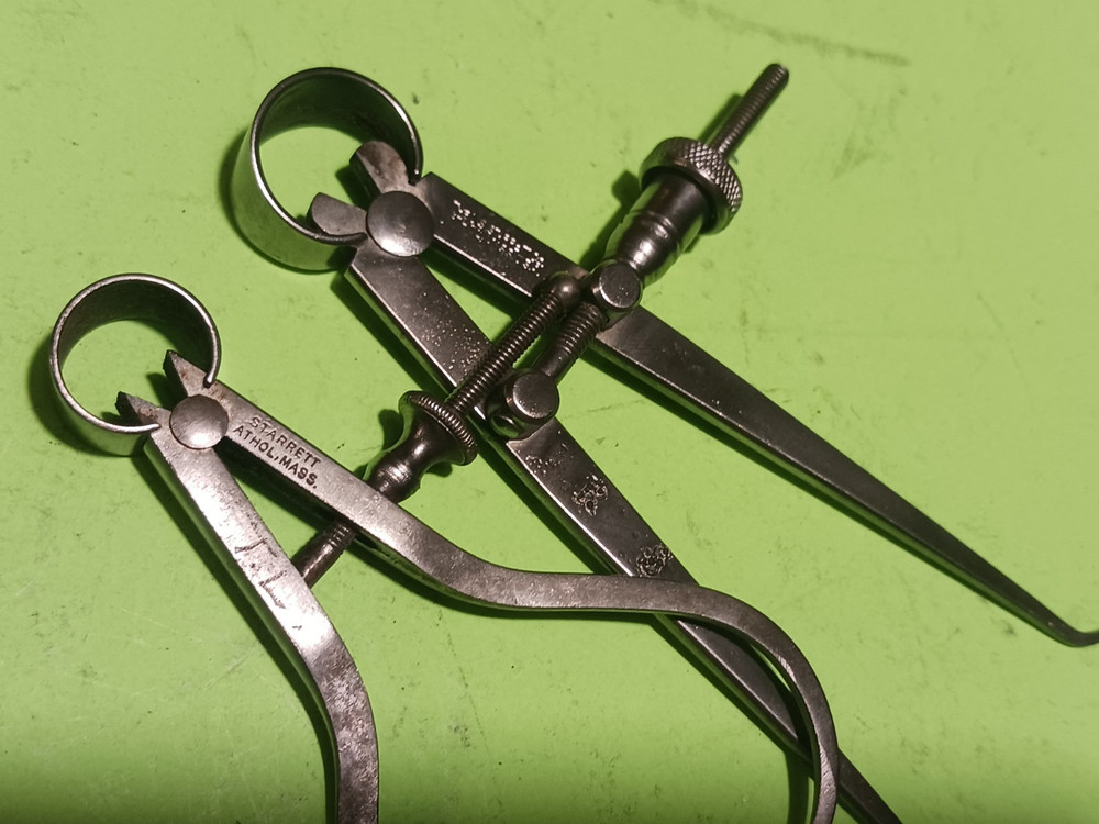 VTG Starrett 2pcs 4" Inside Spring Flat Leg & 3" Flat leg Outside Spring Caliper