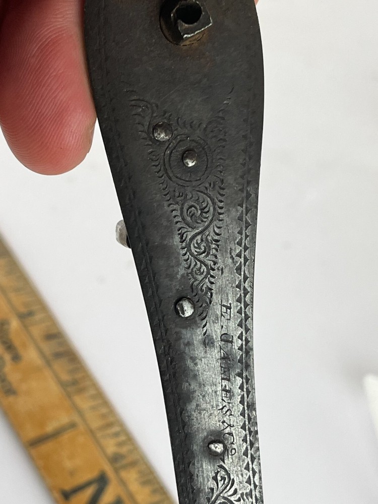 Vtg Side Lock Assembly Main Spring Action Percussion rifle Etched E James & CO