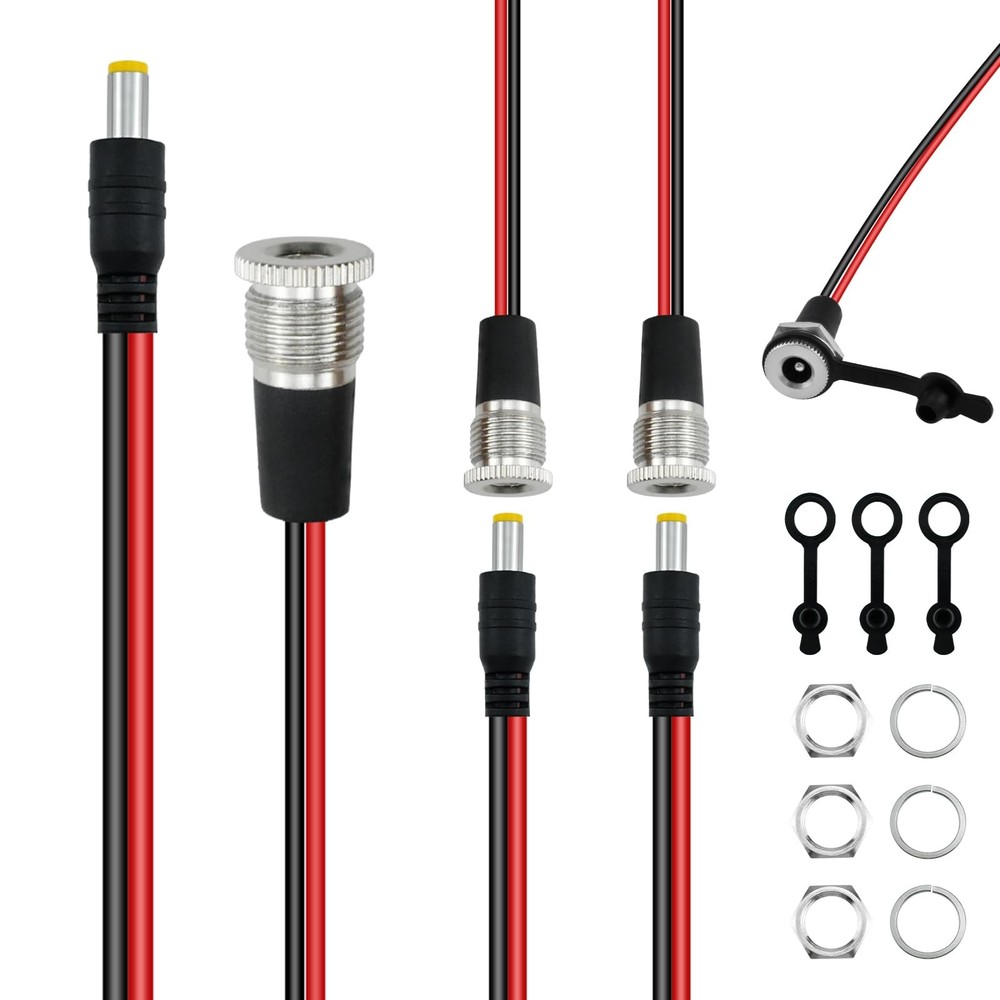 SDTC Tech 3 Sets 5.5 x 2.1 MM 10A DC Power Jack Socket Threaded × 2.1mm