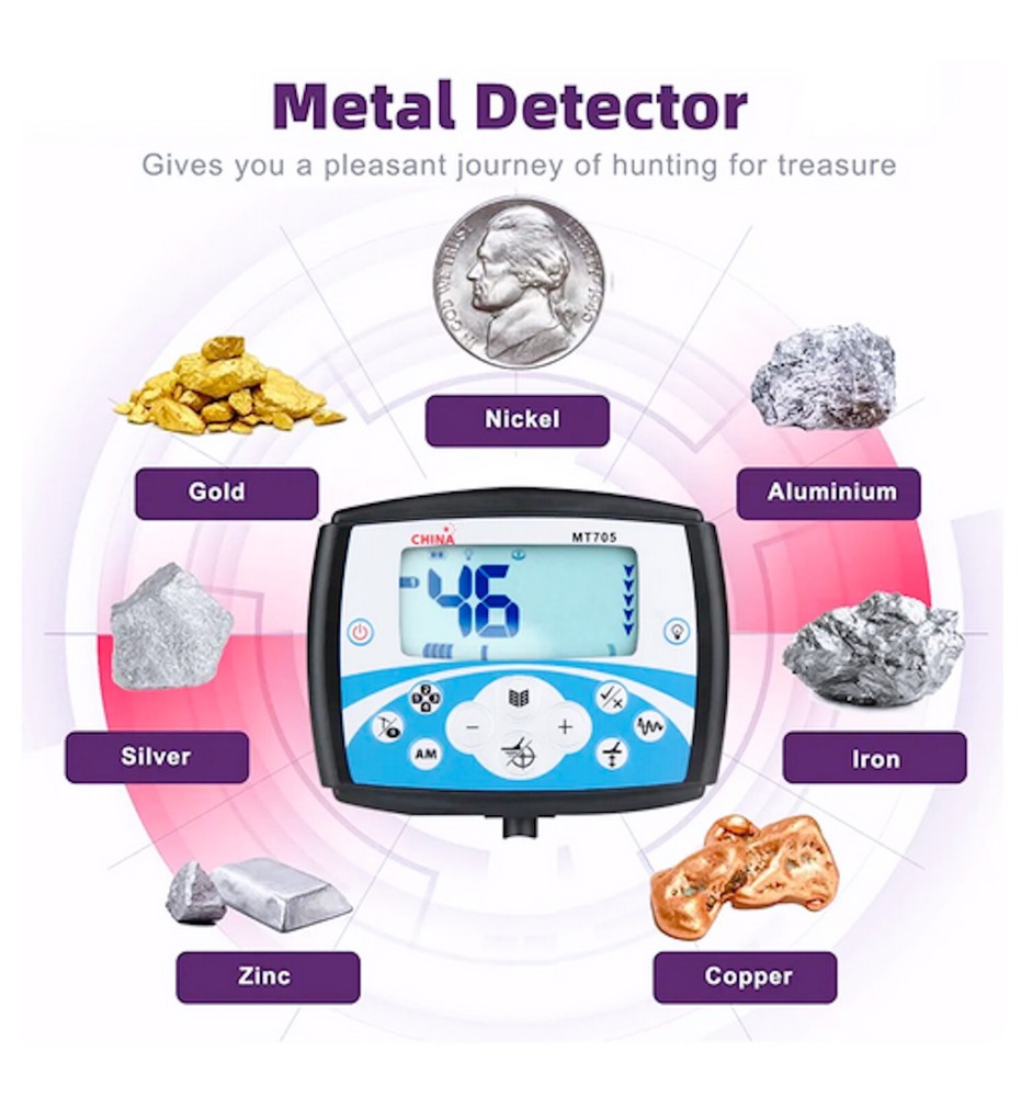 MT705 Detector, Very Sensitive, Discrimination, Back Light, Pin Point, Classic