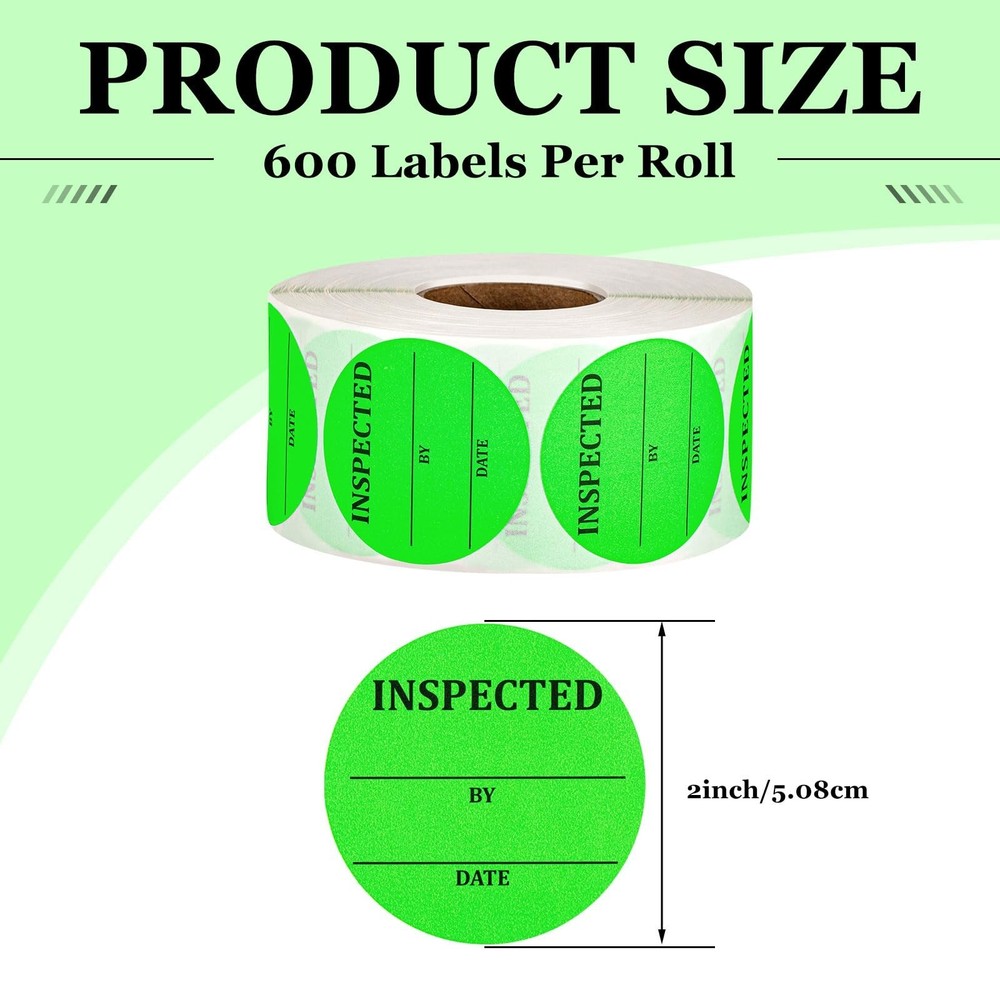 Gueevin 2000 Pcs Circle Inventory Labels QC Passed 2" Quality Control Inspect...