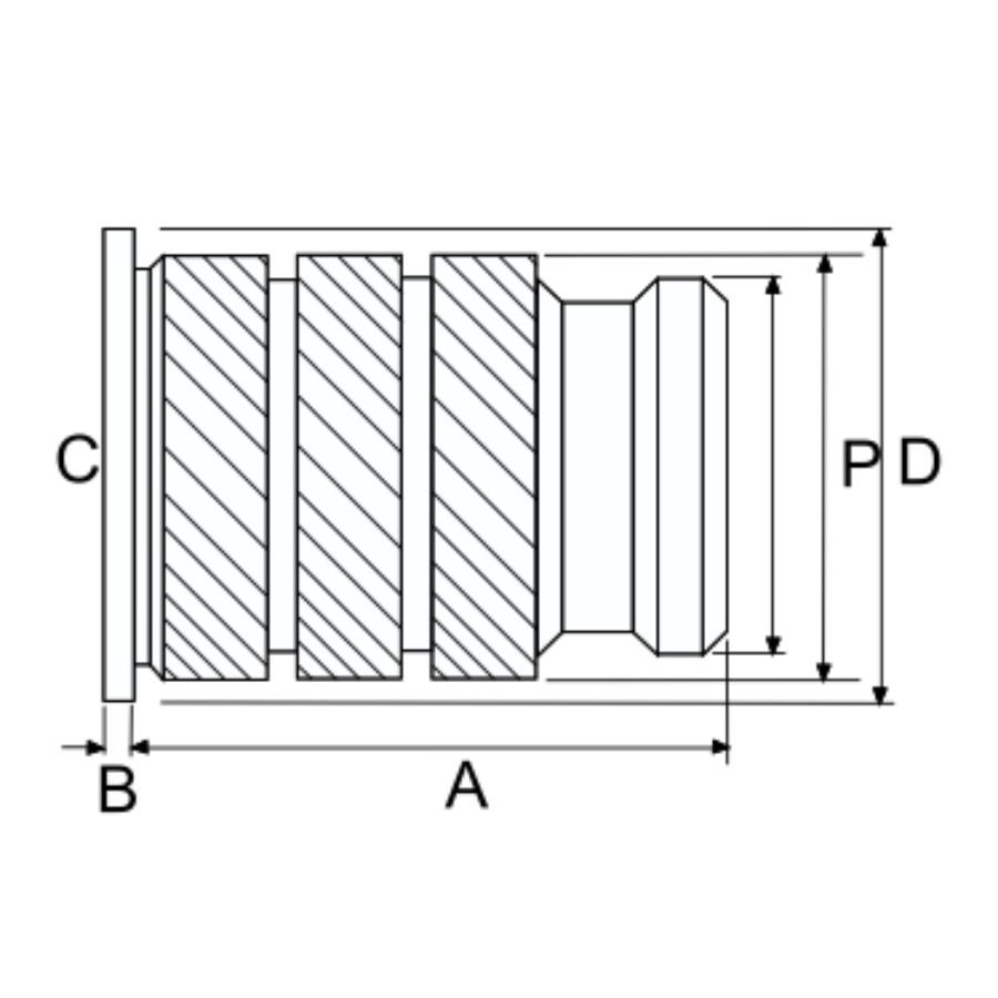 M4 X 7.4 SPIRO HEADED BRASS INSERT FOR PLASTIC PSM04870