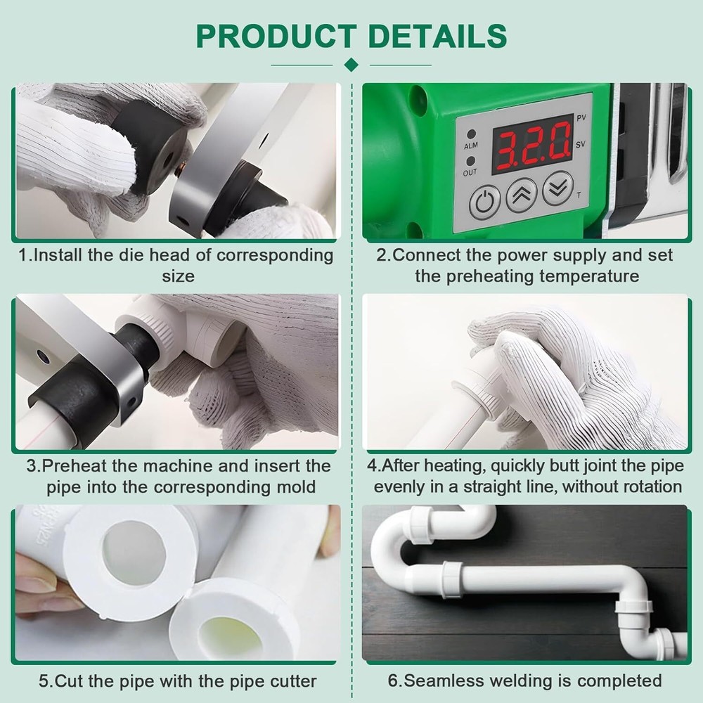 110V Plastic Pipe Welding Tool kit Adjustable Socket Fusion Pipe Welder