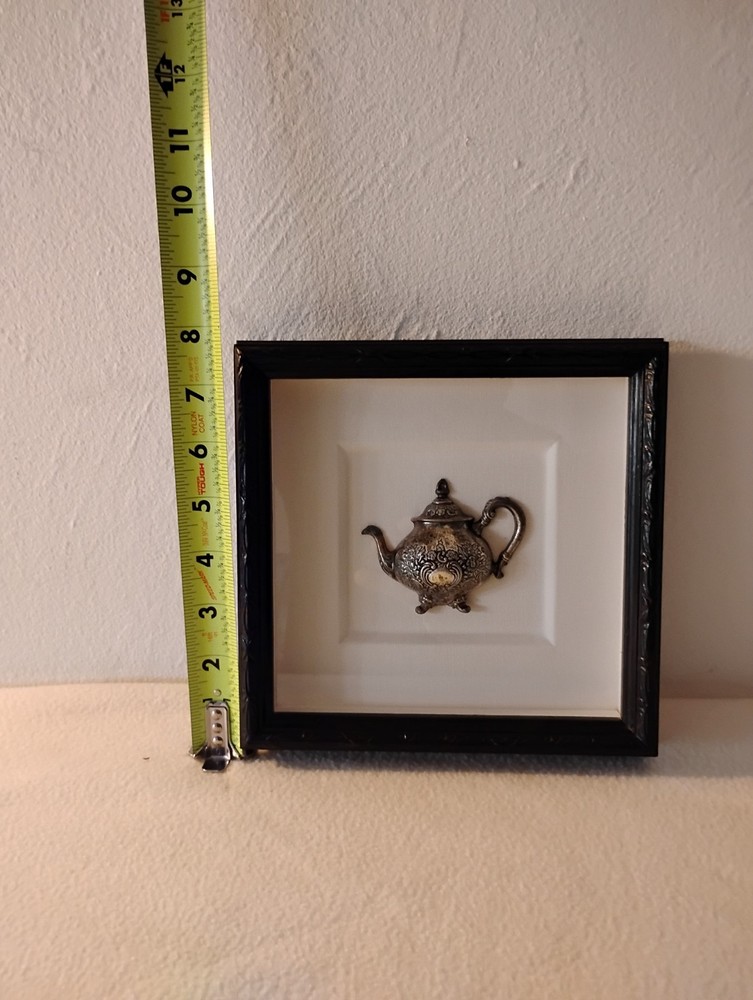 Nicely Framed Silver Plated Tea Pot.Small Wall Art.