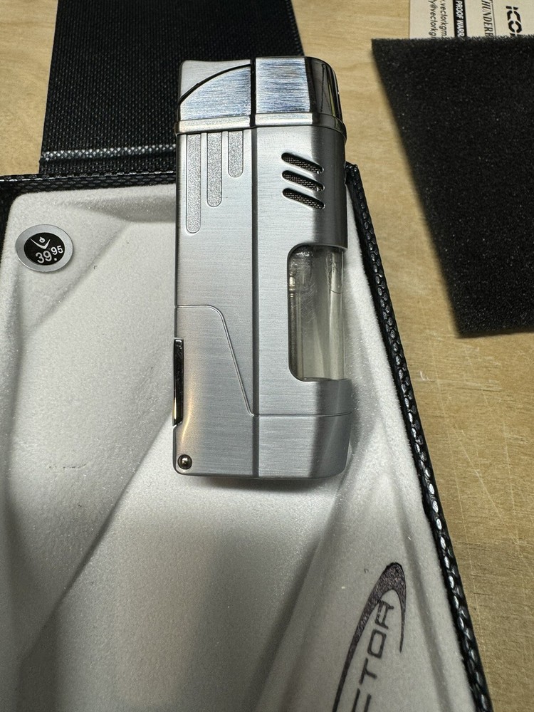 Vector Delta - Double Jet Flame Torch Lighter - Chrome Satin - New