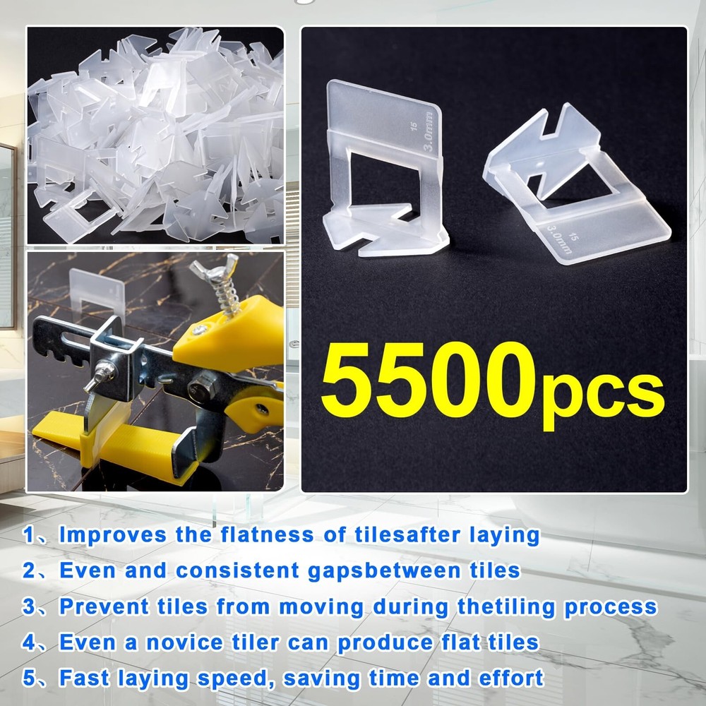 Tile Leveling System Clips Tiles Leveler Spacers Tile Clips 1/8 inch Tile Spa...