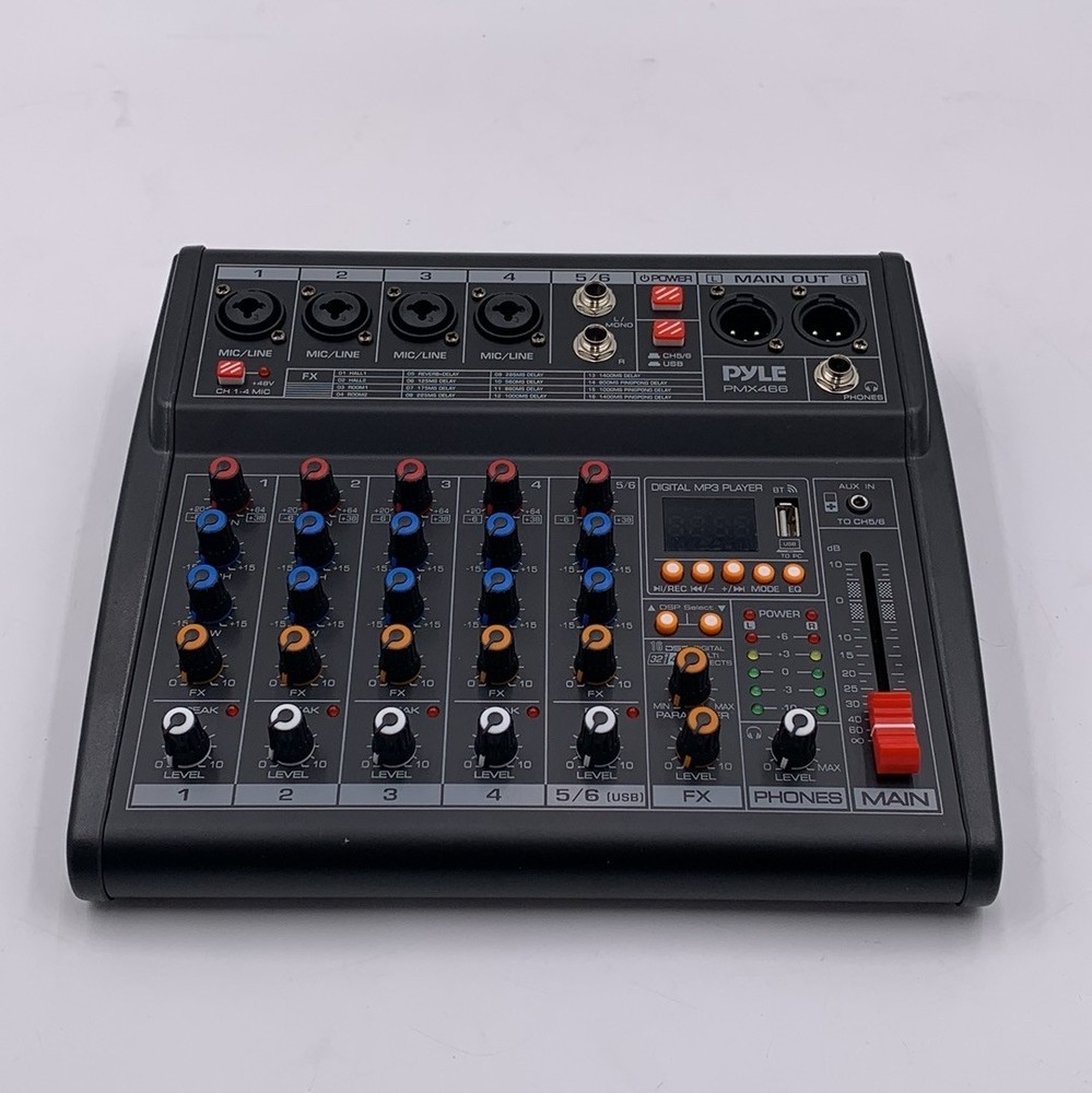Pyle Professional Bluetooth DJ Audio Mixer 6-Channel DJ Controller Sound PMX466