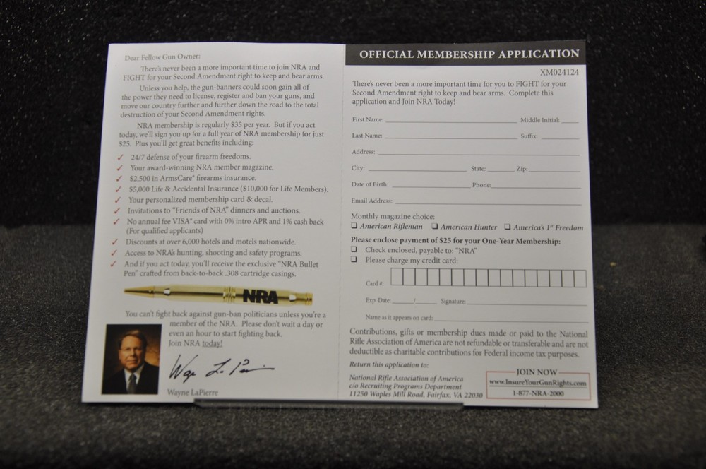 Colt Factory Original NRA Eagle Membership Application