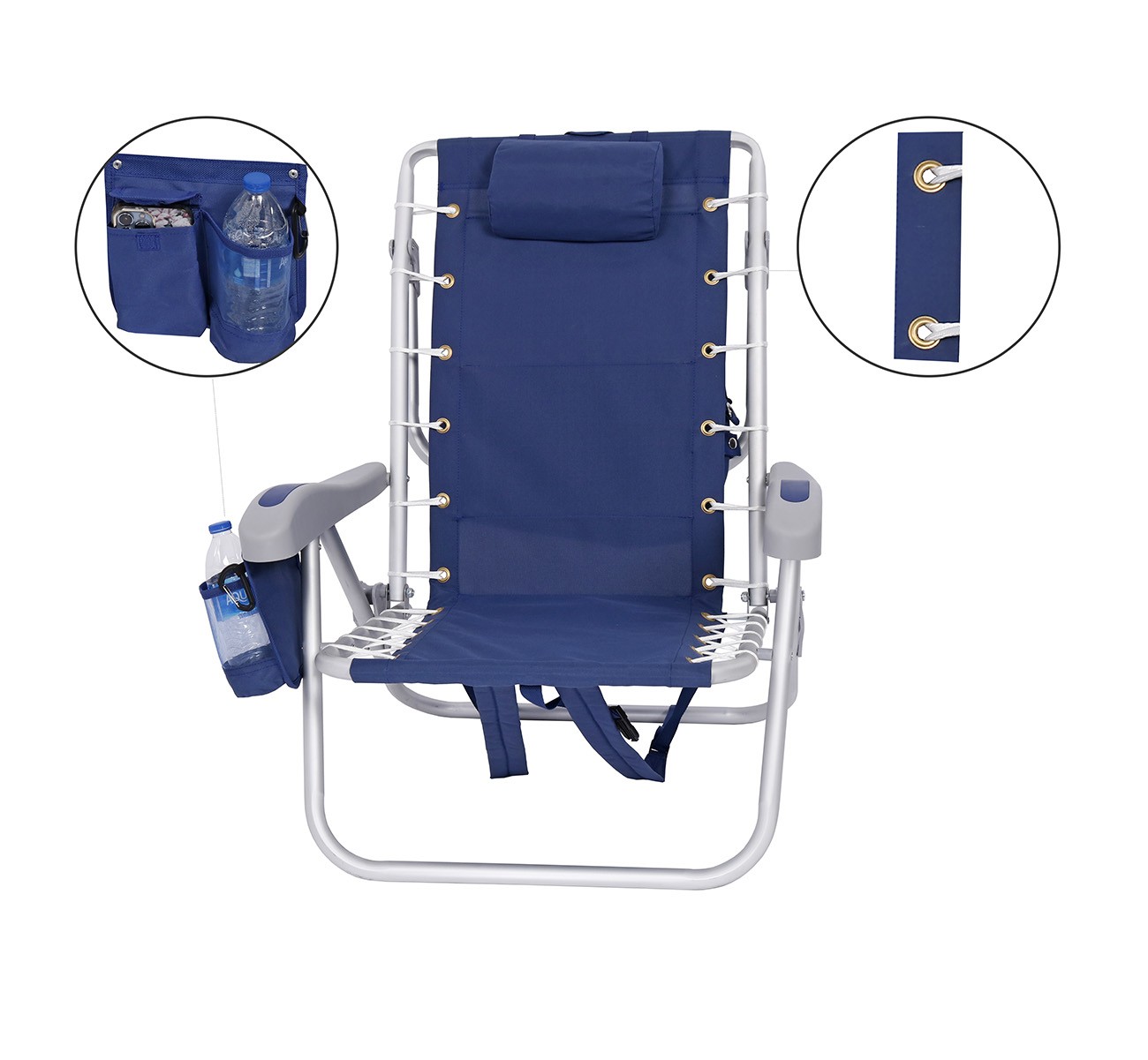 Ultimate Heavy Duty LayFlat 5 pos. Backpack Beach Chair | Insulated Cooler Pouch