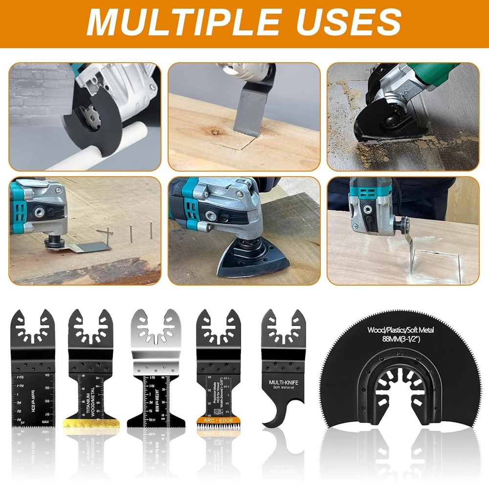 50 Pack Oscillating Tool Blade - Universal Titanium Multitool Blades, Black