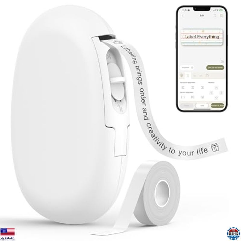 SUPVAN E10 Bluetooth Label Maker - Inkless, Waterproof, 35 Fonts, 1,000+ Icons