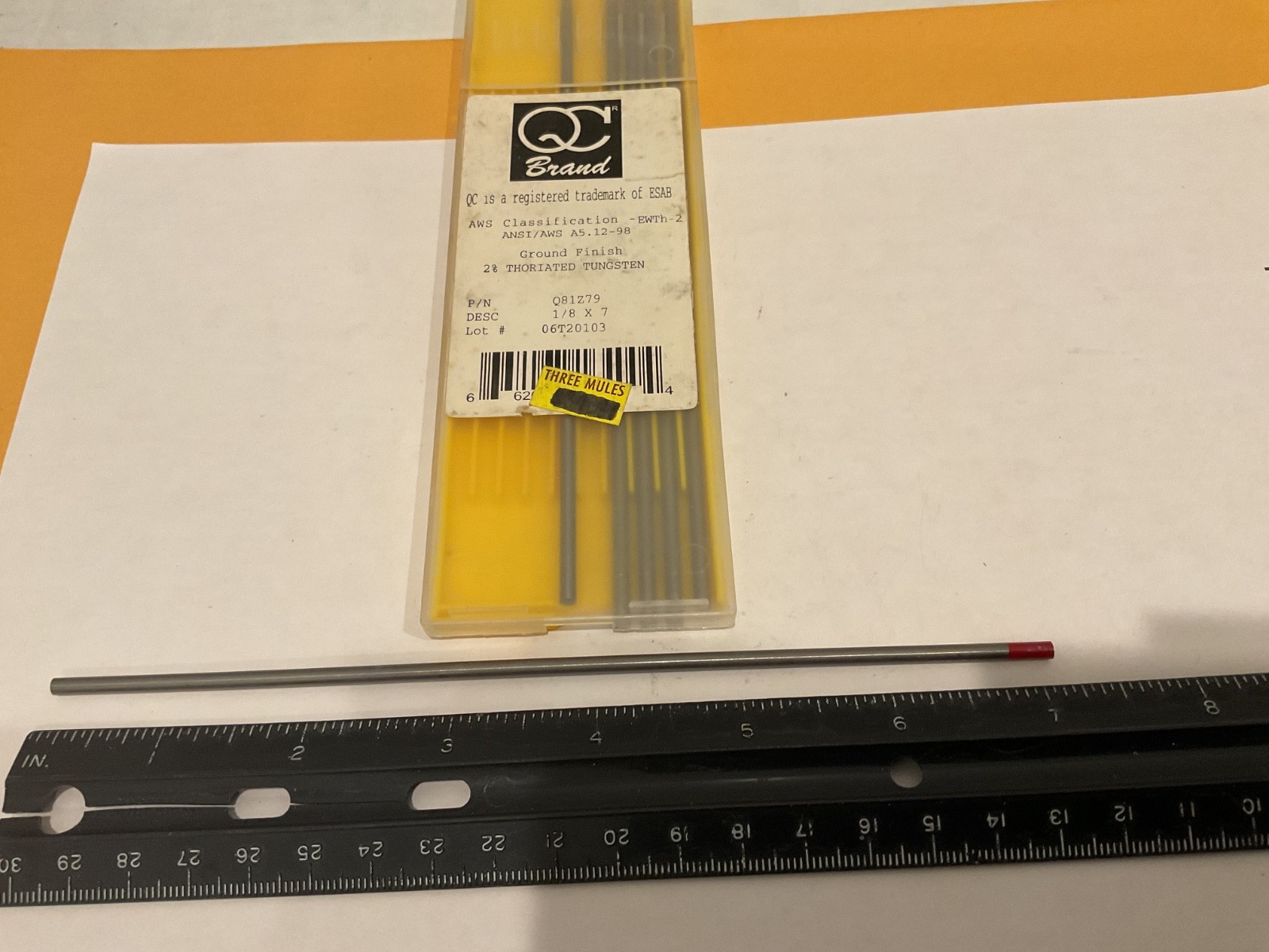 New Qty (6) ESAB, QC Brand Tungsten Electrodes, Q81Z79