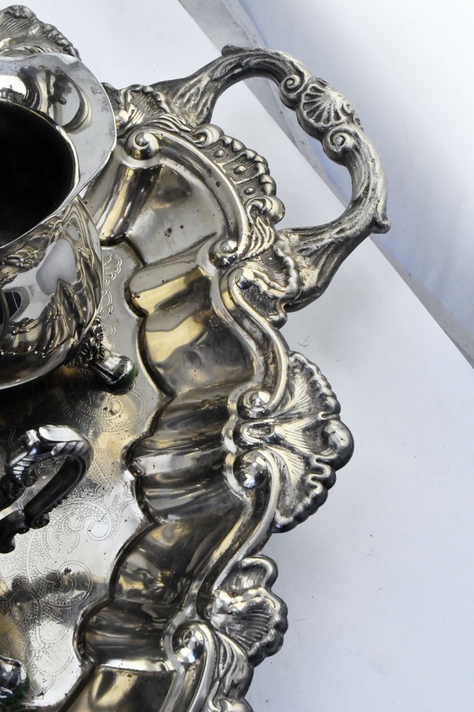 Silver Plate Complete 6pc. Floral Coffee and Tea Set