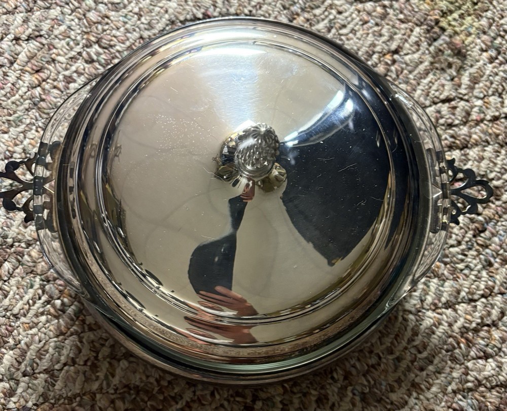 The Sheffield Silver Company Silverplate Covered Serving Dish With Pyrex Insert